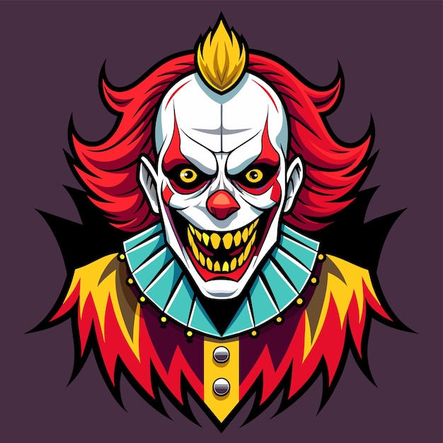 Clowns joker buffon comédien jongleur mascotte dessinée à la main personnage de dessin animé autocollant concept d'icône