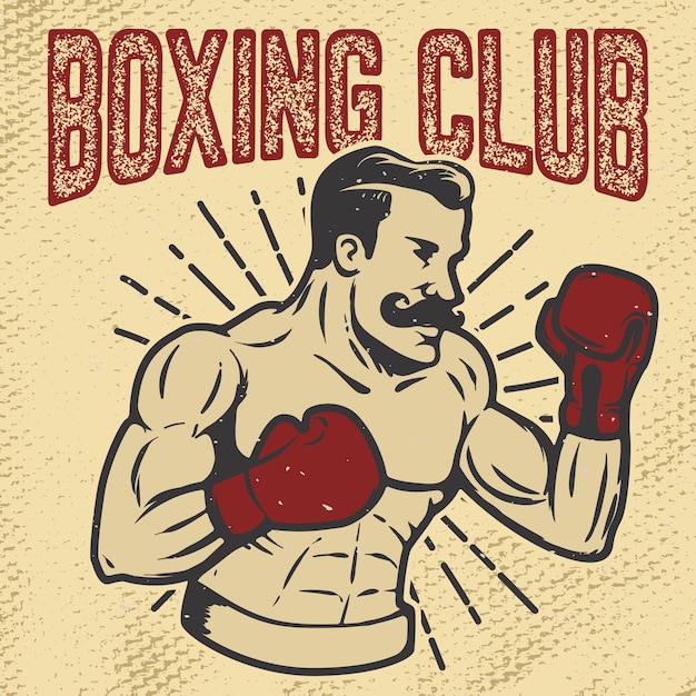 Club de boxe. Boxer de style vintage sur fond grunge. élément pour affiche, t-shirt, emblème. illustration.