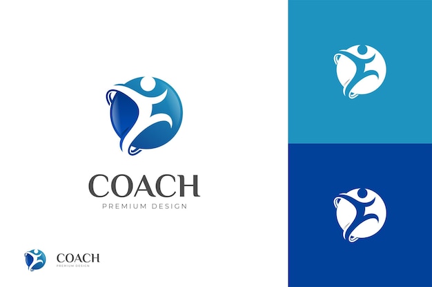 Vecteur coach design de logo de réussite pour le coaching de vie logo de coaching modèle vectoriel de conception de logo de rêve de réussite