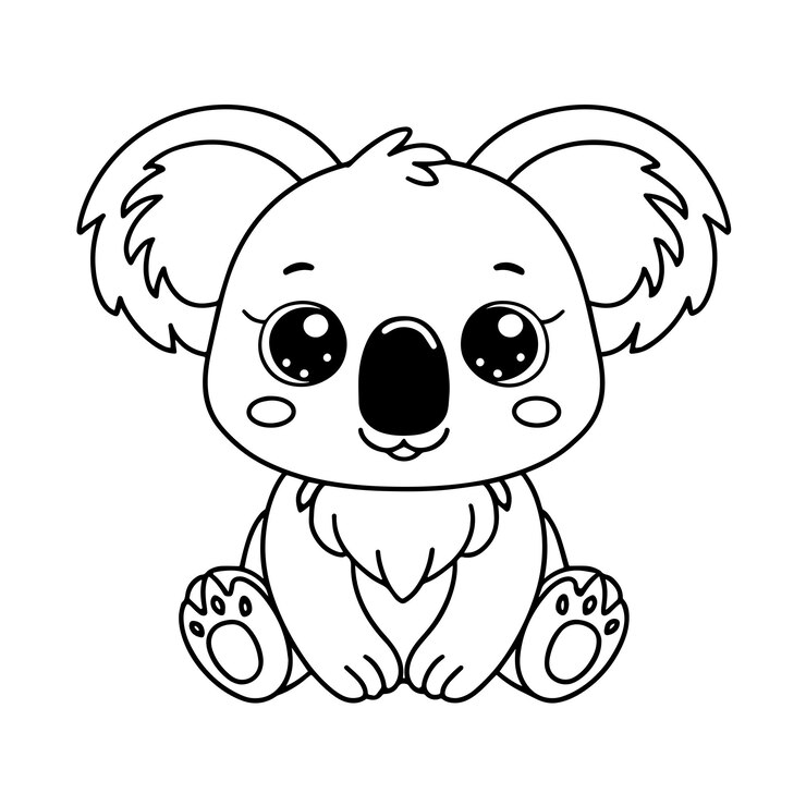 Vecteur coala mignon assis dessin animé page de coloration illustration vecteur