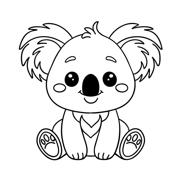 Vecteur coala mignon assis dessin animé page de coloration illustration vecteur
