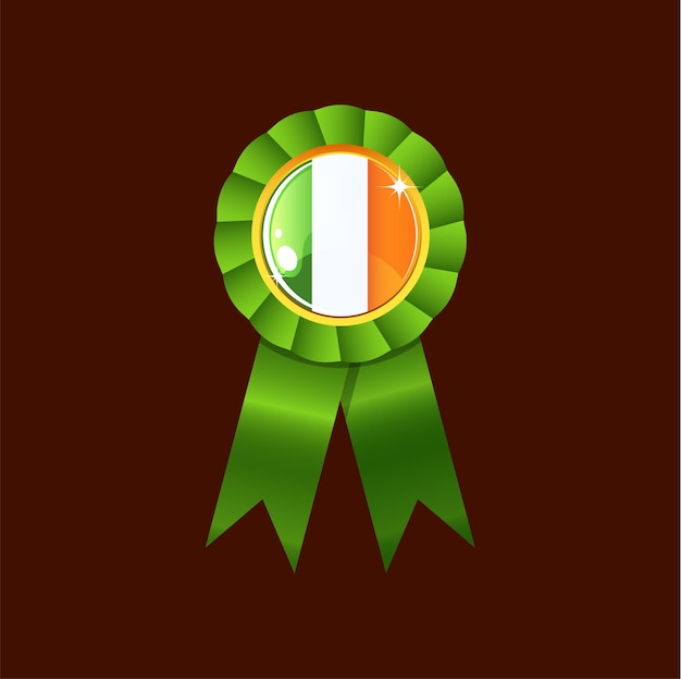 Vecteur cocarde de ruban de prix aux couleurs du drapeau national irlandais