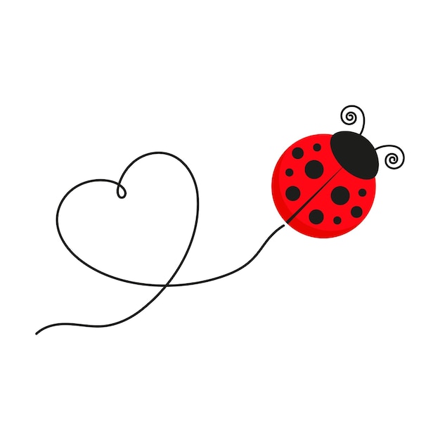 Coccinelle Avec Ligne En Forme De Coeur Coccinelle Mignonne Avec Itinéraire De Ligne