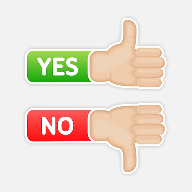 Cochez le bouton avec oui et non. Coche rouge et verte moderne de style plat simple tendance.