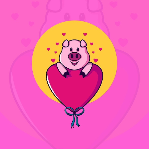 Cochon Et Amour Ballon Saint Valentin