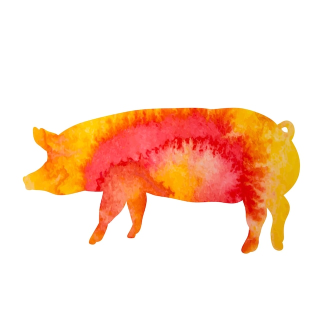 Vecteur cochon aquarelle silhouette