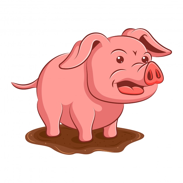 Cochon Dans La Boue Dessin Animé Art Et Illustration