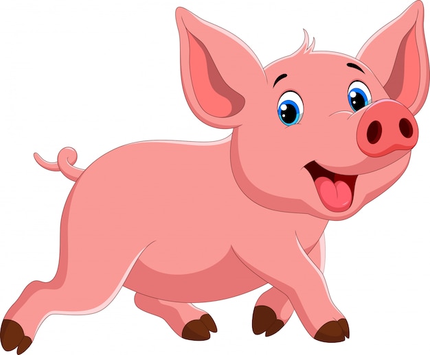 Cochon Dessin Animé Mignon Marche En Souriant