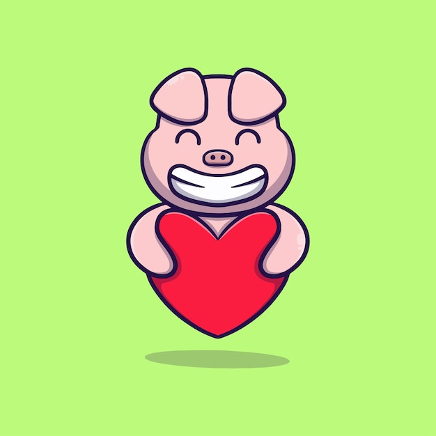 Vecteur cochon mignon amour vecteur icône illustration