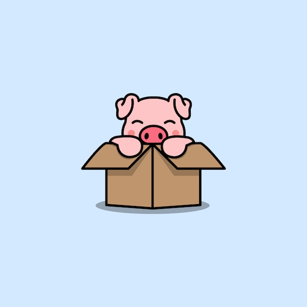 Cochon Mignon Dans Le Dessin Animé De Boîte