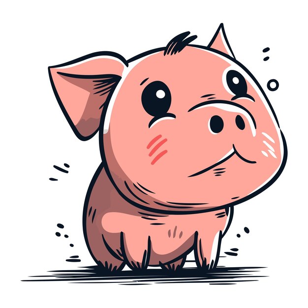 Cochon Mignon Illustration Vectorielle D'un Cochon Dessiné à La Main