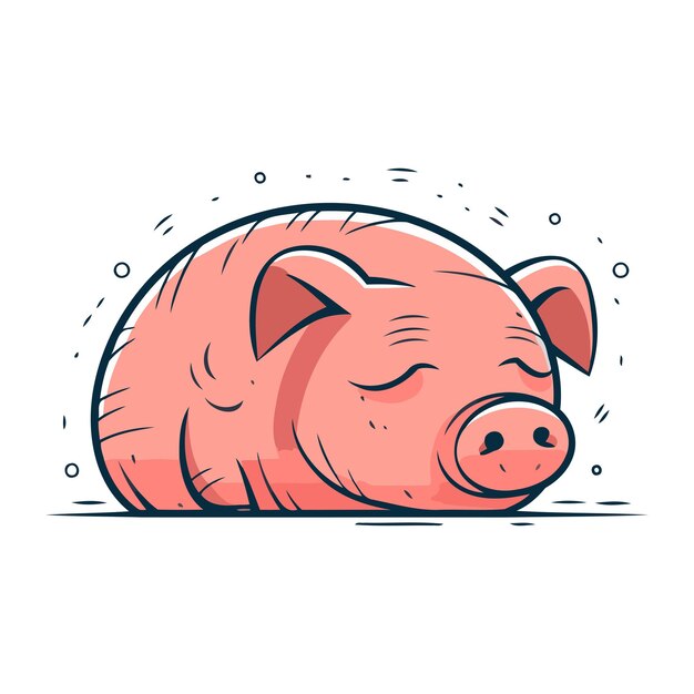 Vecteur cochon mignon illustration vectorielle dans le style de dessin animé isolée sur fond blanc