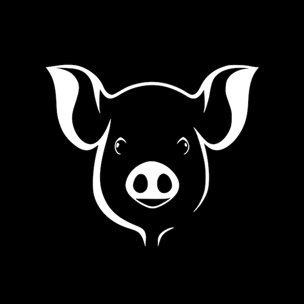 Vecteur un cochon noir et blanc