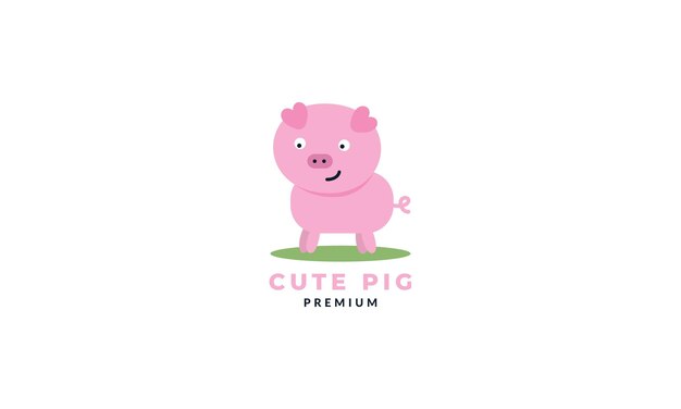 Cochon ou porcelets ou cochon sourire mignon dessin animé logo icône illustration vectorielle