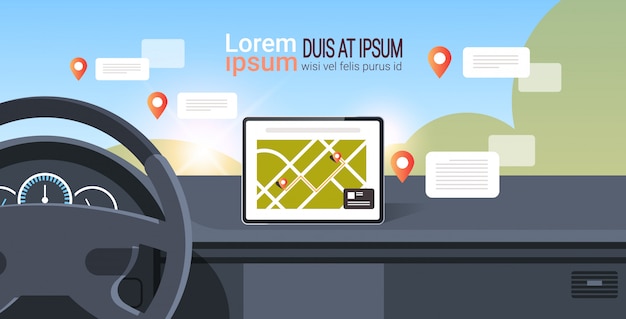 Cockpit Du Véhicule Avec Assistance à La Conduite Intelligente Ordinateur Automobile Système De Navigation Gps Sur écran De Tableau De Bord Multimédia Intérieur De Voiture Moderne