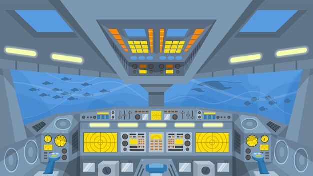 Vecteur cockpit de sous-marin - scènes d'intérieur