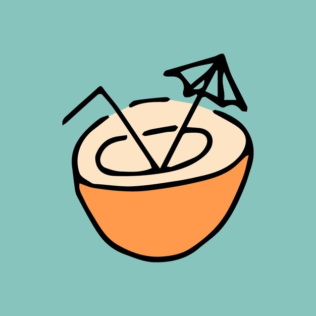 cocktail boire boire de l'alcool bar bar de plage couleur dessin doodle vecteur doodle sur un coloré
