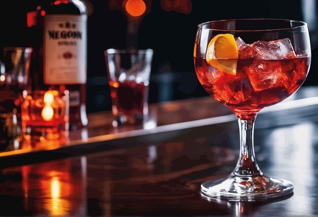 Cocktail Avec Du Vin Rouge Sur Le Contre-cocktail Avec Du Vinaigre Rouge Sur Le Comptoir De Cocktail Avec Rouge