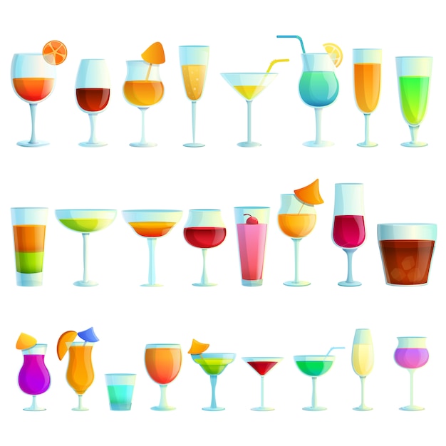 Vecteur cocktail icons set