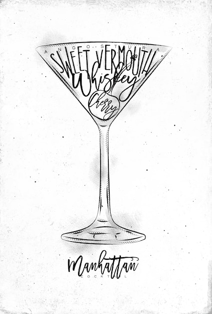 Cocktail Manhattan Avec Lettrage