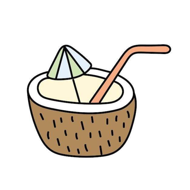 Cocktail à la noix de coco dans le style de doodle