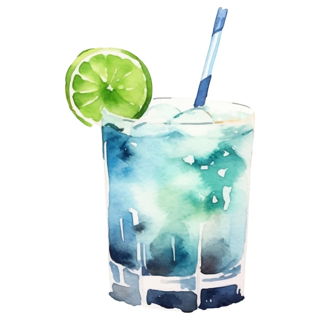 Vecteur cocktail peint à l'aquarelle de vecteur éléments de design dessinés à la main isolés sur fond blanc