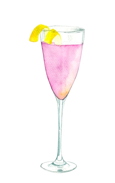 Cocktail rose dessiné à la main