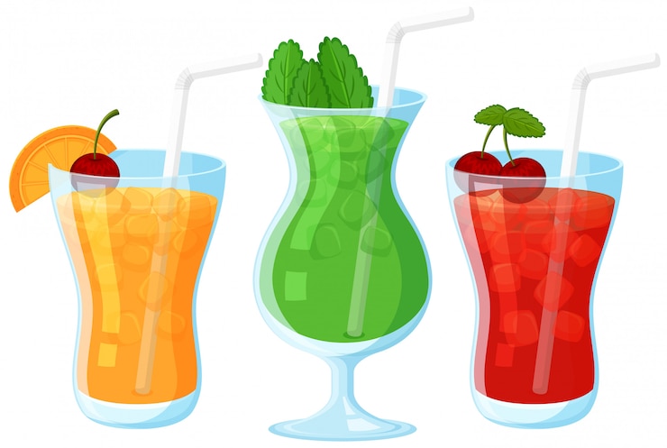 Vecteur cocktails d&#39;été sur fond blanc