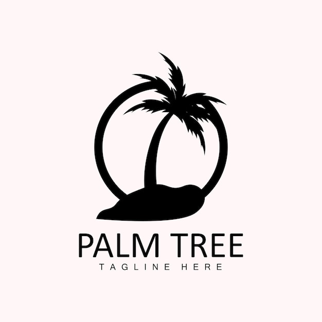 Vecteur cocotier logo palmier coucher de soleil plage vecteur élégant minimaliste conception simple symbole modèle icône