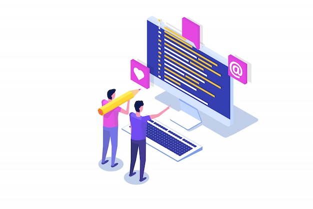 Codage, Développement De Logiciels, Concept Isométrique De Programmation, Code De Programme à L'écran