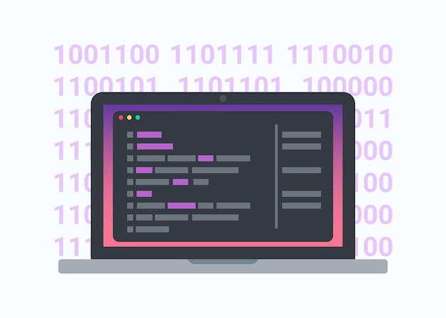 Codage De Programmation De Développement Logiciel Sur Illustration Vectorielle De Concept D'ordinateur Portable