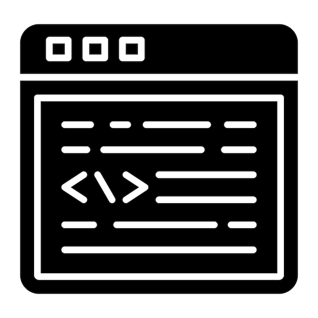 Le codage Web Glyphe Illustration noire solide