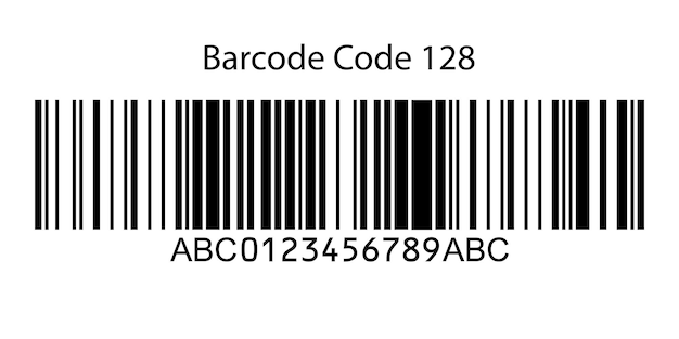 Vecteur le code 128 est un code à barres isolé sur fond blanc.