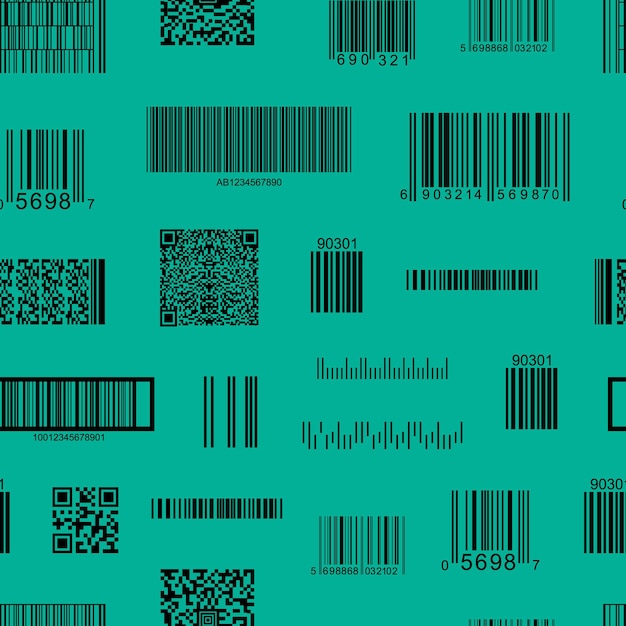 Vecteur code à barres et code qr modèle sans couture données d'arrière-plan informations prix et identification produit illustration vectorielle des codes à barres