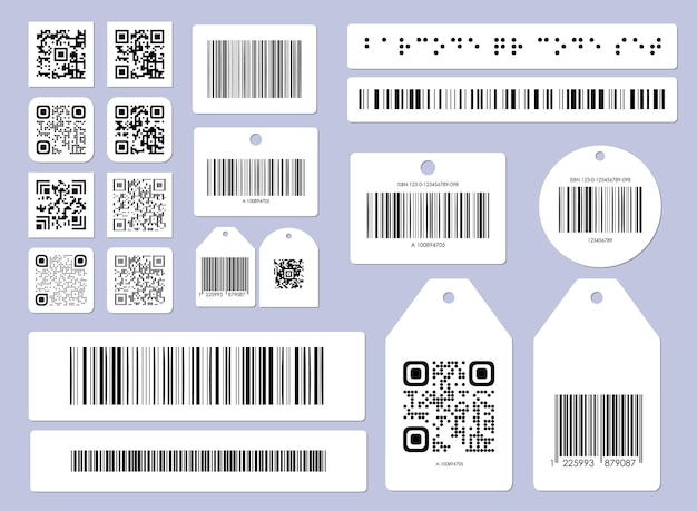 Code à barres qr ensemble de codes à barres emballage d'étiquettes de code à barres lien court paiement sans fil transferts sans espèces et