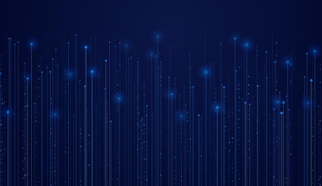 Le code binaire vectoriel, le fond bleu foncé, le codage ou le concept de hacker, les grandes données.