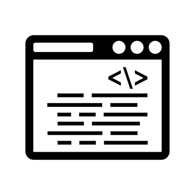 Le code de codage HTML est une icône de programmation vectorielle noire.