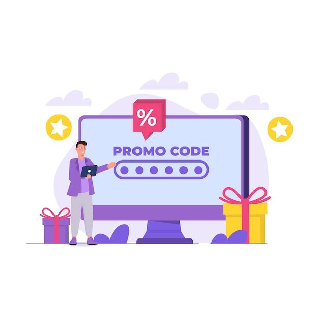 Code Promotionnel Utilisant Le Concept Illustration Vectorielle