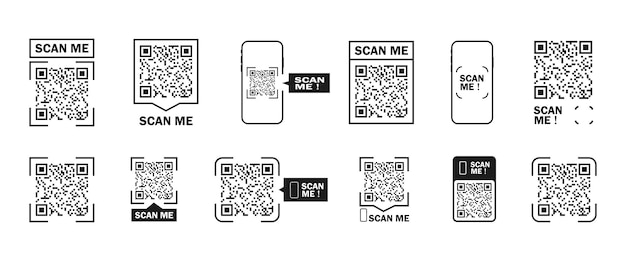 Vecteur code qr code qr pour le paiement par application mobile et par téléphone scannez l'icône du code qr