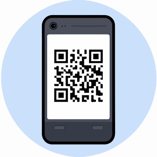Code QR minimum sur l'icône du smartphone pour l'accès au scan de paiement numérique et l'utilisation de l'interface mobile