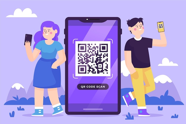 Code Qr Et Personnes Détenant Des Téléphones