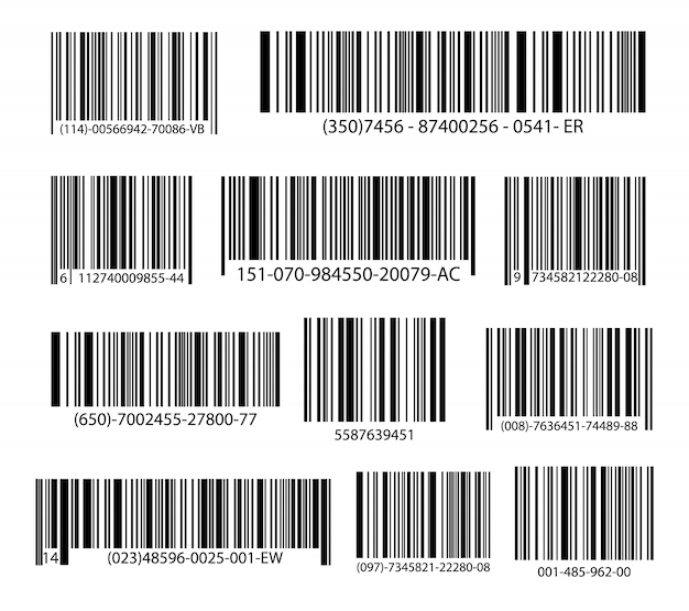 Vecteur code à rayures noires pour l'identification numérique, icône de code à barres réaliste.