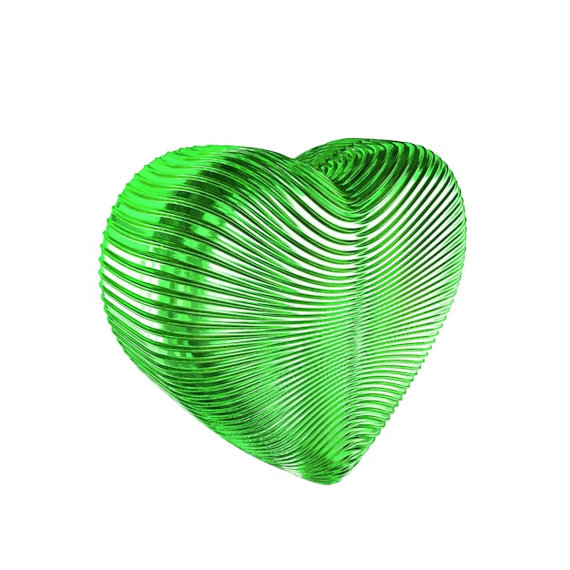 Coeur 3D scintillant en vert