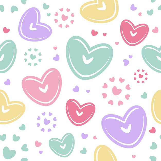 Coeur Abstrait Doux Pastel Seamless Pattern Background Vector Illustration