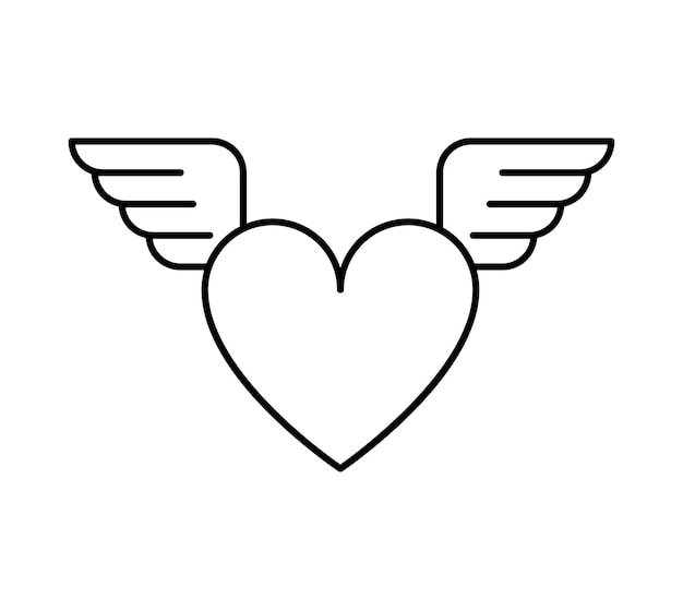 Coeur Amour Avec Ailes Vector Art