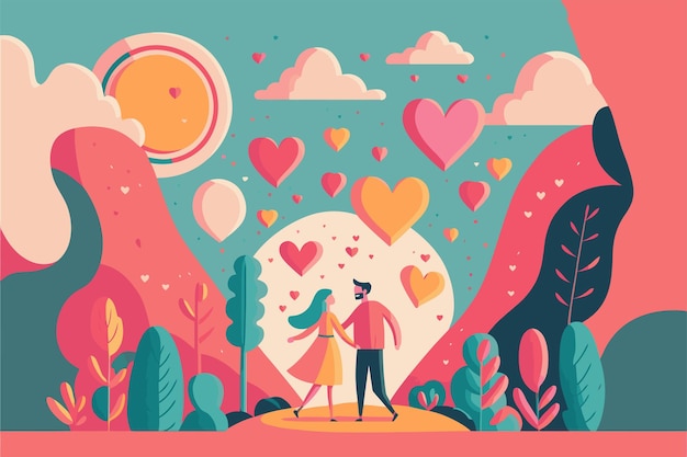 Coeur D'amour Illustration D'un Vecteur De Fond De Carte Saint Valentin