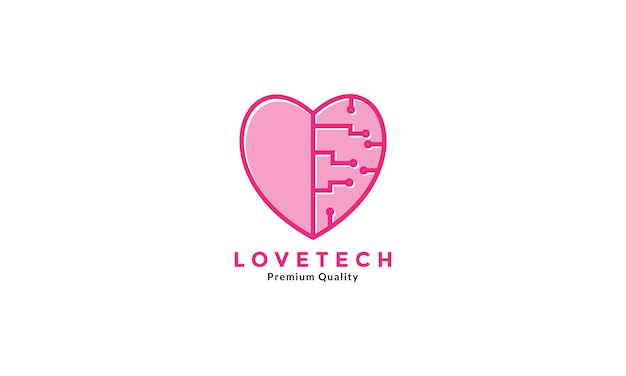 Coeur Ou Amour Avec Technologie Ligne Connecter Logo Vecteur Icône Illustration Design