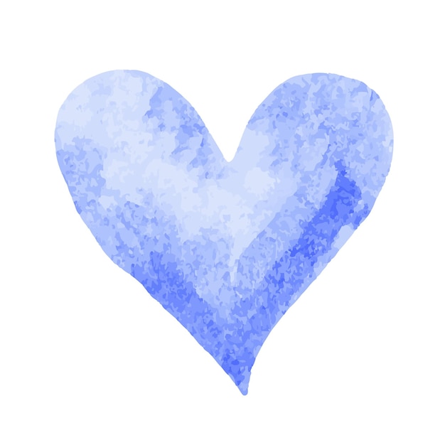 Coeur bleu aquarelle, élément isolé sur fond transparent.