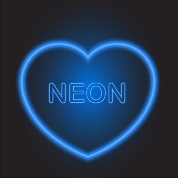 Coeur Bleu Néon Le Jour De La Saint-valentin Sur Fond Noir.