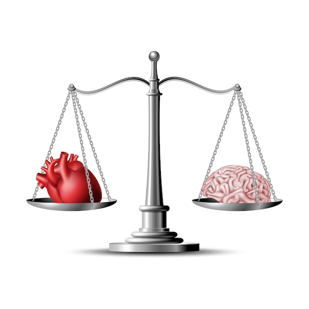 Vecteur coeur et cerveau sur l'équilibre conceptuel des échelles